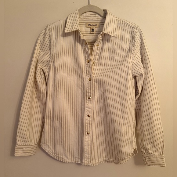 Madewell Denim Classic Button-Up Shirt in Pinstripe NWOT - Picture 11 of 13